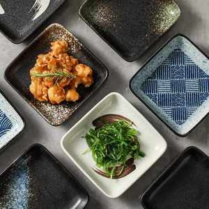 日式方盘陶瓷点心盘子家用新款小碟子创意餐具小吃碟水果碟吐骨碟