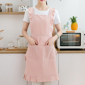 纯棉围裙厨房家用可爱日系裙子女时尚工作韩版大人男夏天透气围腰