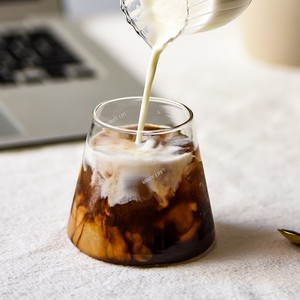 日式富士山玻璃杯拿铁咖啡杯牛奶杯子ins网红高硼硅水杯冷果汁杯