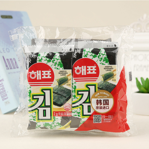 韩国进口海飘即食紫菜 海牌海苔咸味 儿童拌饭休闲食品8小包16g