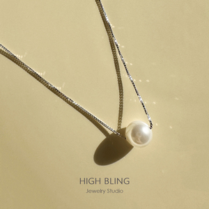 纯银S925镀金经典单颗珍珠项链简约高级小众锁骨链可调节百搭礼物