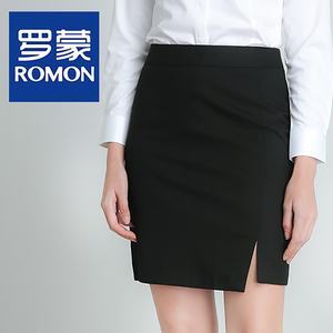 罗蒙西裙女商务半身裙夏季上班通勤职业装包臀裙黑色免烫正装短裙