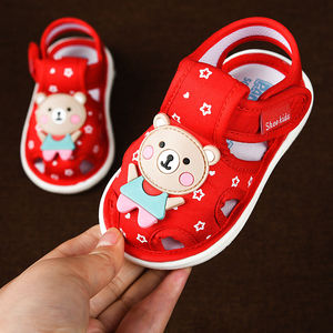 女宝宝凉鞋夏季婴儿0一1-3岁叫叫鞋防滑软底学步鞋布鞋男宝宝鞋子
