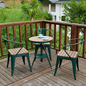 阳台小桌椅网红咖啡厅室外一桌两椅简约户外庭院防腐塑木桌椅组合