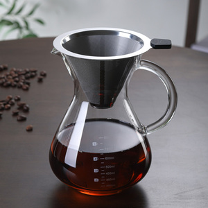 带把玻璃咖啡壶带刻度分享壶手冲滴漏式咖啡过滤杯子咖啡具套装