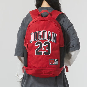Jordan正品大标双肩包耐克红色学生书包大容量运动包休闲包AJ背包