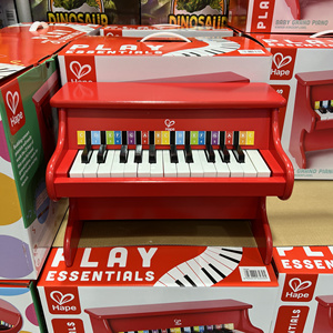 Hape儿童钢琴25键红色玩具木制仿真钢琴益智宝宝音乐启蒙早教山姆