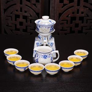 创意半全自动陶瓷懒人青花瓷茶杯整套家用红茶功夫茶具套装泡茶器