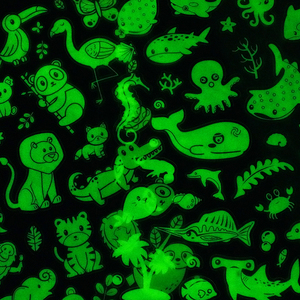 夜光平面可爱动物海洋小鱼儿童贴纸家具装饰电脑手机奖励礼品贴画