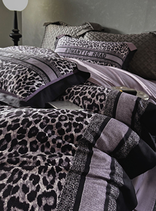 Rose Bedding高级感贵妇紫色豹纹100S澳棉四件套轻奢印花纯棉床品