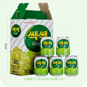 韩国原装进口饮料整箱网红乐天LOTTE葡萄汁果汁果肉饮品238ml