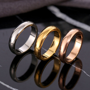 简约时尚金银光面戒指男女钛钢指环潮人个性学生食指关节素圈戒子