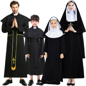 儿童教父神父服装修女co服牧师袍传教士万圣节话剧耶稣舞台演出服