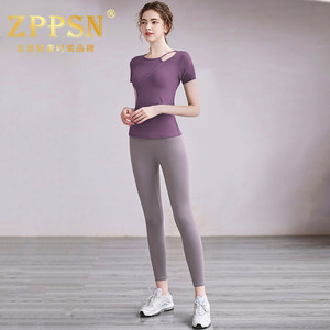 轻奢品牌ZPPSN瑜伽服套装女新款专业高级气质短袖运动健身两件套