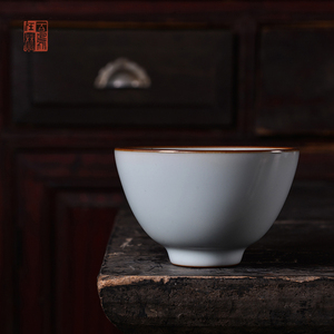 百鸟在林 绪文汝窑 长生杯 陶瓷品茗主人开片单杯 汝窑茶杯