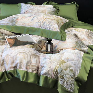 轻奢复古高级感天丝床上四件套冰丝欧式丝滑裸睡床单被套南通家纺