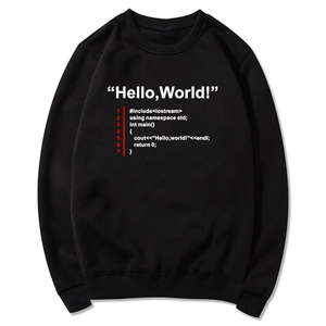技术宅程序员Hello World代码编程极客码农圆领加绒卫衣套头衫