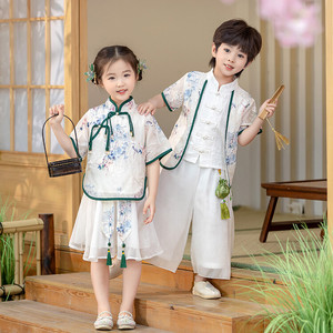 六一演出服唐装儿童夏季中国风复古超仙汉服男女新中式古风亲子装