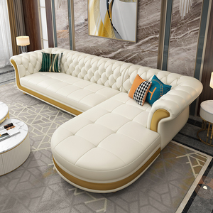 现货欧式轻奢真皮沙发美式现代简欧客厅直排三四人位转角皮艺沙发