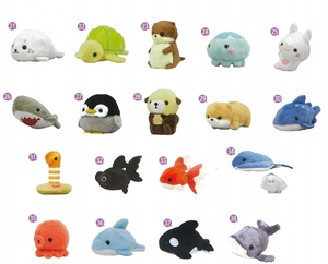 日本Amuse新版可爱海洋动物系列迷你小挂件玩具中性 毛绒仿真玩偶