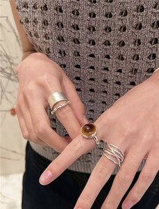 3Art 日本设计师款不规则个性可调节指环宽版铜镀金开口戒指