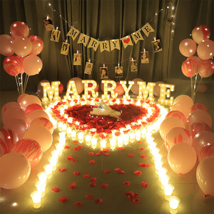 情人节 表白气球蜡烛 字母灯浪漫惊喜求婚道具纪念日布置告白装饰