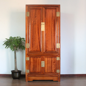 新中式实木衣橱香樟木简约双门储物立柜现代卧室家用收纳平开衣柜