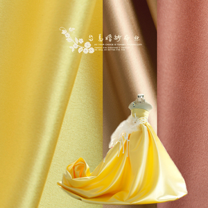 395婚纱缎布料小有光厚缎diy旗袍古装黄色类cos服装古装汉服面料