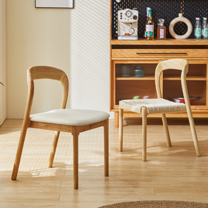设计师餐椅纯实木复古家用小户型餐桌椅子绳编椅北欧中古简约餐厅