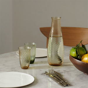 现货新品 丹麦&Tradition玻璃水壶水杯两件套带盖几何纹理北欧SC