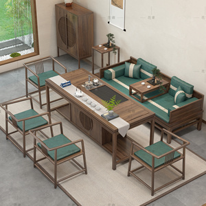 新中式罗汉床茶桌椅组合老榆实木客厅沙发床小户型高端罗汉椅贵妃