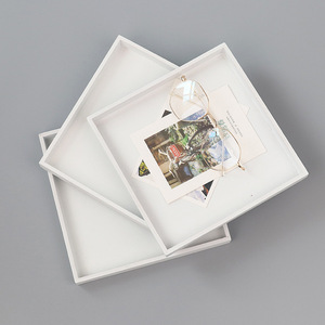 zakka木质白色正方形收纳盒 多功能桌面杂物储物整理木盒子小托盘