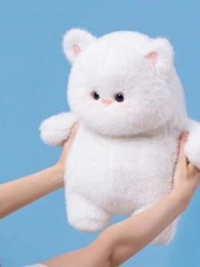 可爱白色喵它崽公仔猫咪毛绒玩具胖白猫床上安抚抱枕送女生礼物