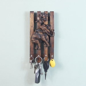 泰国实木玄关装饰衣帽钩进门墙上中式木质艺术壁挂复古钥匙小挂钩