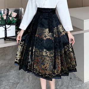 新中式国风复古马面裙女士装春秋冬气质日常通勤改良汉服半身裙子