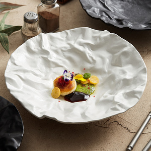 褶皱深菜盘子碗高级感日式餐具西餐沙拉陶瓷高端碟子家用2024新款
