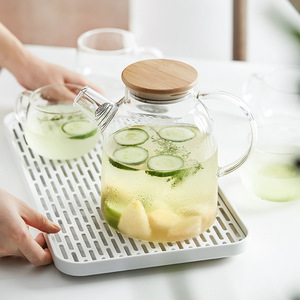日式耐高温玻璃冷水壶大容量可加热水果花茶壶家用凉水壶水杯套装
