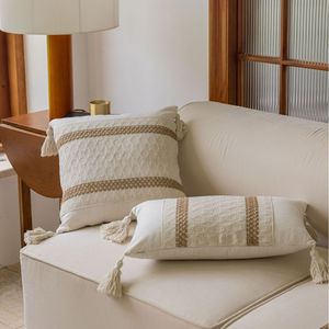 北欧美式样板间装饰提花多色麻绳沙发抱枕客厅靠枕椅咖啡厅不含芯