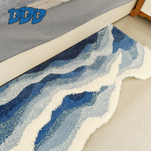 DDD北欧海洋地毯卫浴防滑植绒地垫卧室床边毯可机洗客厅毛绒毯ins