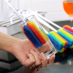 长柄杯刷七彩百洁布洗杯子神器家用奶瓶刷彩虹刷清洁刷保温杯刷子