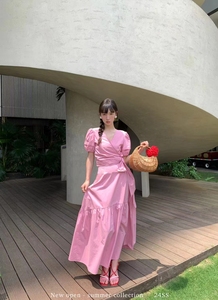 NEW广州UUS夏款韩版修身法式连衣裙质感少女裙套装女装1029