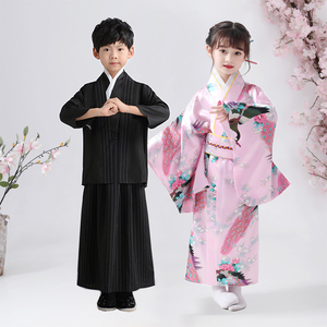古装日本儿童和服男女童民族浴衣万圣节学生合唱演出舞蹈表演服装