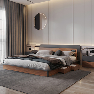 北欧风床轻奢现代简约侧开榻榻米组装矮床双人小户型卧室储物婚床