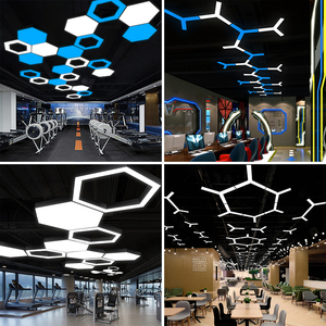 LED造型灯创意异形Y形六边形灯具网咖健身房办公室人字型六角吊灯
