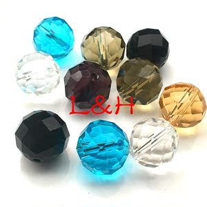 12~13mm透明彩色圆球形格子面多切面水晶珠diy手工材料玻璃散珠子