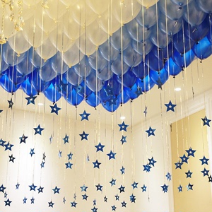 婚房布置宝宝周岁生日派对气球装饰吊坠五角星星雨丝镭射爱心吊饰