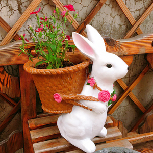 户外花园卡通兔子花盆阳台庭院装饰地面布置创意可爱多肉景观花盆