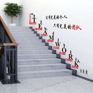 楼梯间装饰励志墙贴公司文化墙办公室标语定做创意画贴纸团队合作