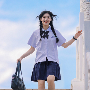 jk制服女学院风短袖衬衫泰国泰式校服娜诺全套高中生毕业班服套装