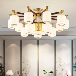 新中式全铜吊灯轻奢别墅大气餐厅卧室实木新款客厅灯中国风吸顶灯